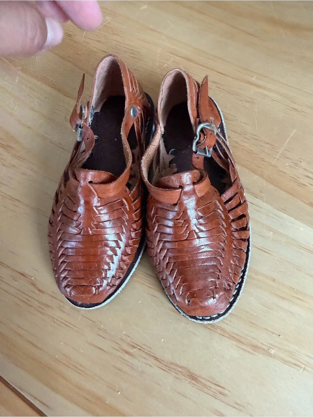 Toddler Brown Leather Huarache Sandals
